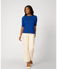 Cable & Gauge Women's Elbow Sleeve Crewneck Sweater