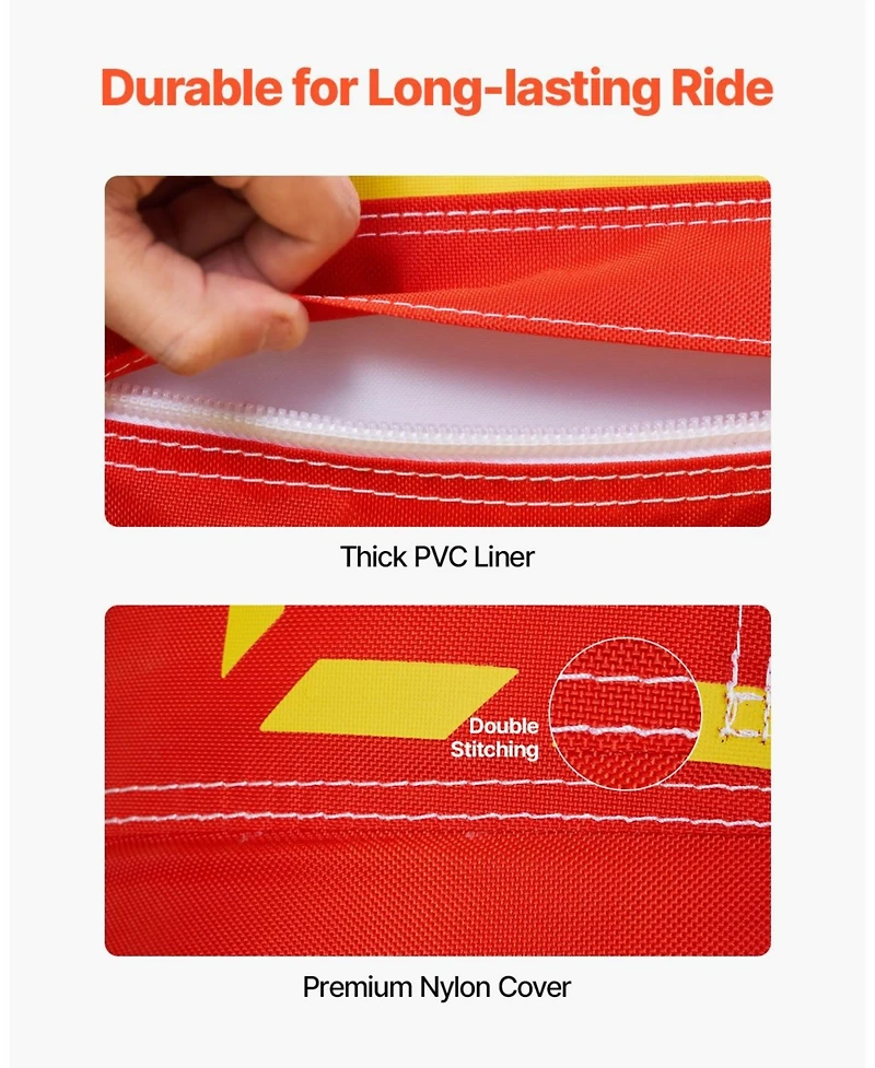 Mecale 1-3 Rider Towable Boat Tube with Nylon Cover and Safety Valve