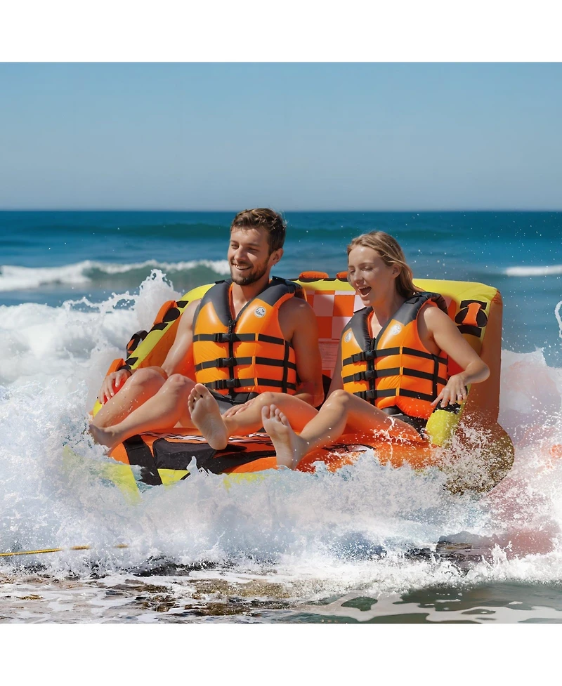 Mecale 1-2 Rider Towable Boat Tube with Backrest and Nylon Cover