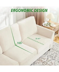 gaomon 83" Oversized Chenille 3-Seater Sofa, Mid-Century Modern Cloud Couch with Deep Seats, Washable Covers