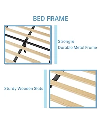 gaomon Platform Bed Frame with Height Adjustable Headboard, Stable Metal Frame, Wood Slats, Easy Assembly