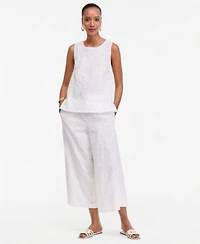 I.N.C. International Concepts Embroidered Sleeveless Blouse Wide Leg Pants Macys Exclusive