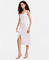 I.N.C. International Concepts Womens Denim Sequin Embellished Vest Midi Skirt Macys Exclusive
