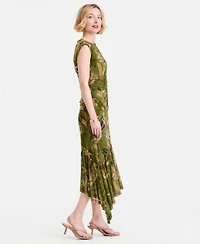 I.N.C. International Concepts Sleeveless Printed Mesh Top Asymmetric Hem Midi Skirt Macys Exclusive