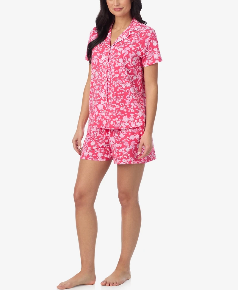 Cuddl Duds Women's Short-Sleeve Top and Pull-On Pajama Shorts