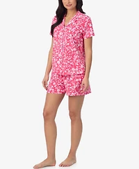 Cuddl Duds Women's Short-Sleeve Top and Pull-On Pajama Shorts