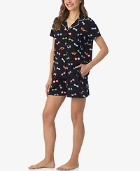 Cuddl Duds Women's Short-Sleeve Top and Pull-On Pajama Shorts, 2-Piece Set