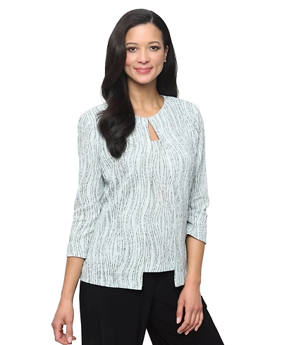 Alex Evenings Women's Jacquard Knit Scoop Neck Tank Top & Jacket, 2-Piece Set