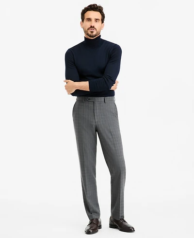 Tallia Men's Classic-Fit Gray & Blue Check Suit Separate Pants