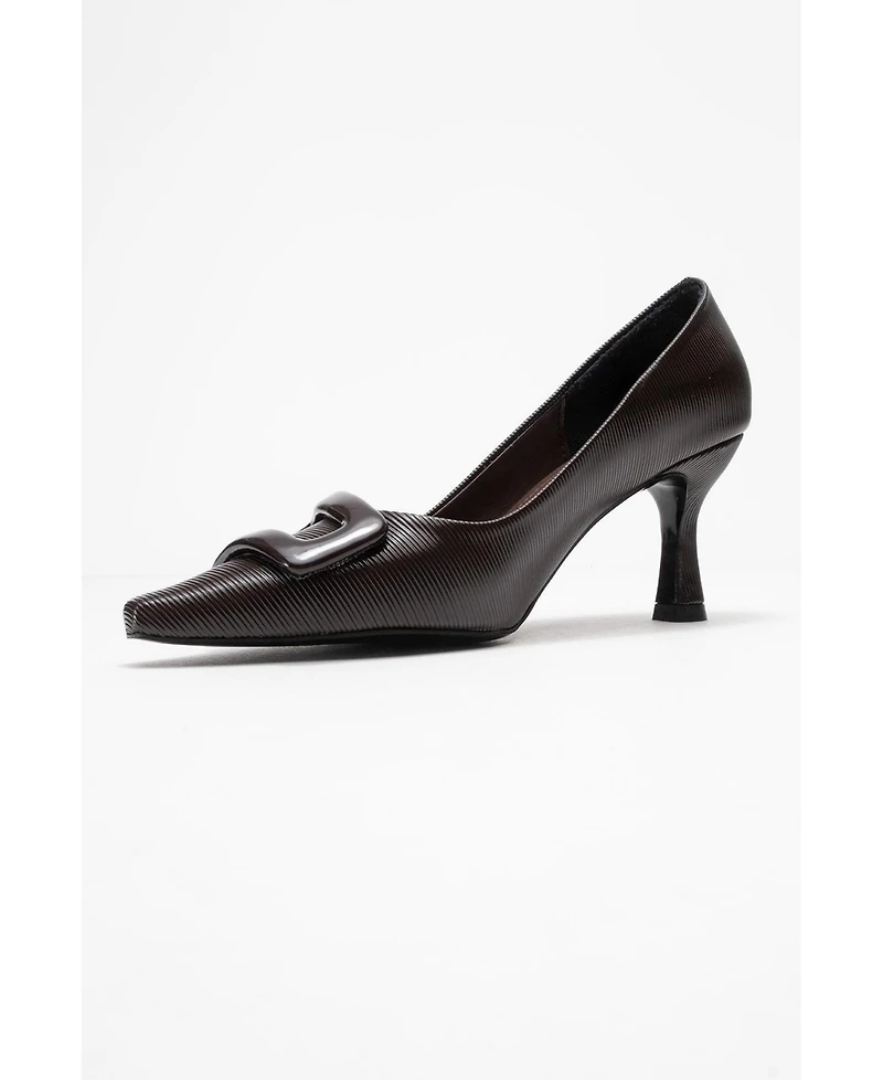 Prologue Shoes Women's Astra Buckle Pointed Toe Pump
