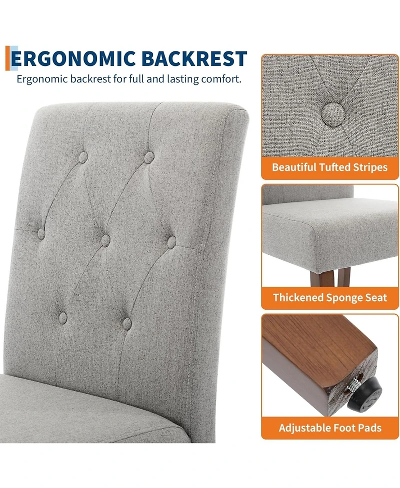 gaomon Upholstered Dining Chairs Set Modern Linen Parsons Chairs with Wood Legs