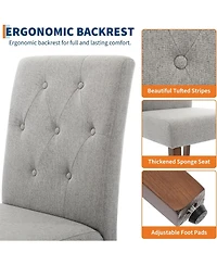 gaomon Upholstered Dining Chairs Set Modern Linen Parsons Chairs with Wood Legs