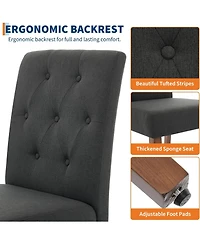 gaomon Parsons Button Tufted Dining Chairs Set Upholstered Fabric Chairs with Wood Legs