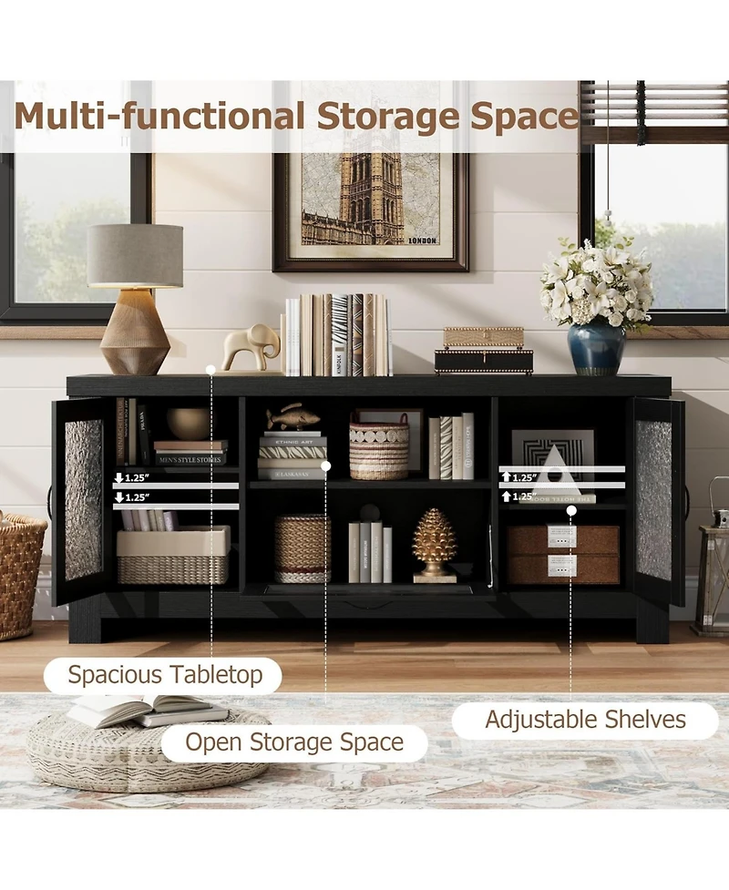 gaomon Tv Stand for 65 Inch Tv, Farmhouse Entertainment Center with Acrylic Door Storage Cabinet & Adjustable Shelves