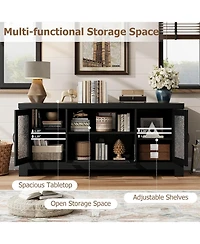 gaomon Tv Stand for 65 Inch Tv, Farmhouse Entertainment Center with Acrylic Door Storage Cabinet & Adjustable Shelves