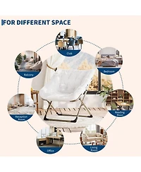 gaomon Rabbit Fur Saucer Chair - Foldable Comfy Lounge Chair with Metal Frame for Kids, Teens and Adults - Cozy Indoor Lazy Sofa