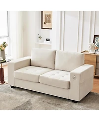 gaomon 70" Oversized Cloud Couch, Mid-Century Chenille Sofa with Usb and Side Pockets, Deep Seat