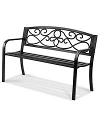 Gouun Metal Outdoor Garden Bench with Backrest and Armrests