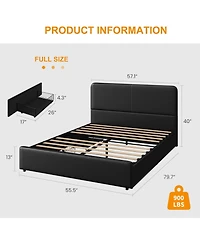 gaomon Full Size Double Drawer Soft Bag Bed, Pu Upholstered Bed with Spacious Storage, Soft and Comfortable Mattress, No Box Spring Needed