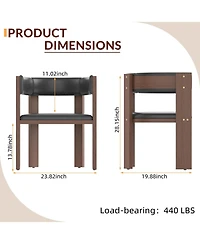 gaomon Mid Century Modern Dining Chairs,Pu Leather Upholstered Kitchen Chairs Set of 2 with Accent Curved Backrest and Rubber Wood Frame,Set of 2