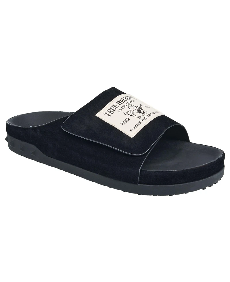True Religion Men's Cudi Velcro Strap Srs Logo Patch Sandal