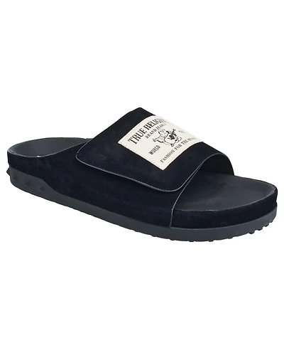 True Religion Men's Cudi Velcro Strap Srs Logo Patch Sandal