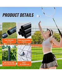 Portable Badminton Net Set with Poles, 4 Rackets and Shuttlecocks
