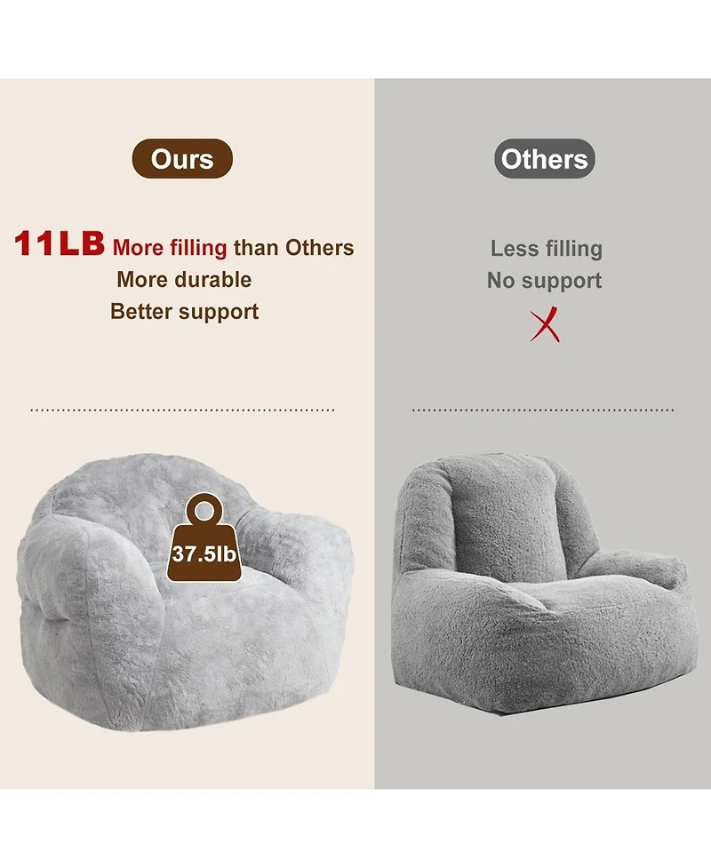 gaomon 39" Bean Bag Chair with Armrests, High-Density Foam Floor Sofa for Adults and Kids