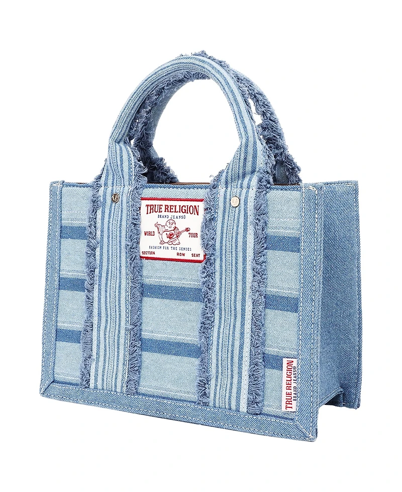 True Religion Multi-Stripe Modern Tote with Removable Crossbody Strap