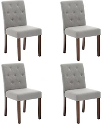 gaomon Parsons Button Tufted Dining Chairs Set of 4,Upholstered Fabric Kitchen with Wood Legs and Padded Seats,Living Room Furniture