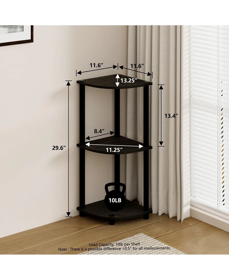 Homlux 3 Tier Decorative Corner Bookshelf Display Rack