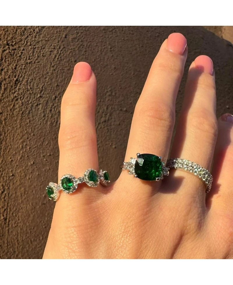 Suzy Levian White Cubic Zirconia Sterling Silver Pave Half Eternity Ring