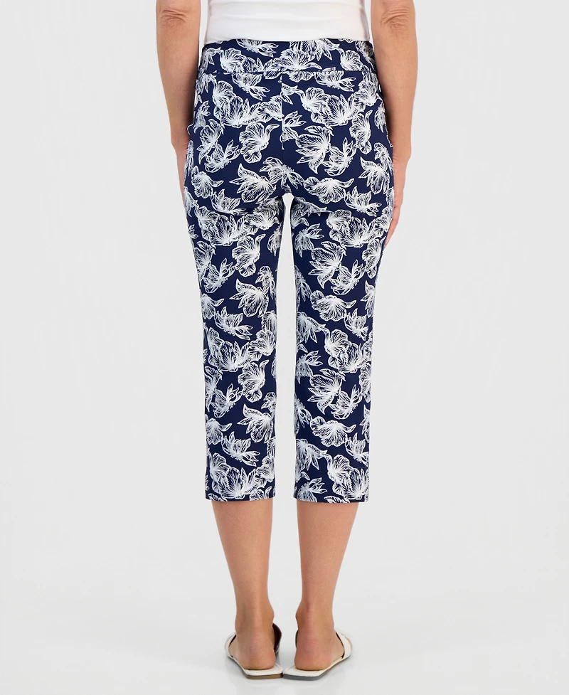 Jm Collection Petite Lush Print Rivet-Waist Capri Pants, Macy's Exclusive