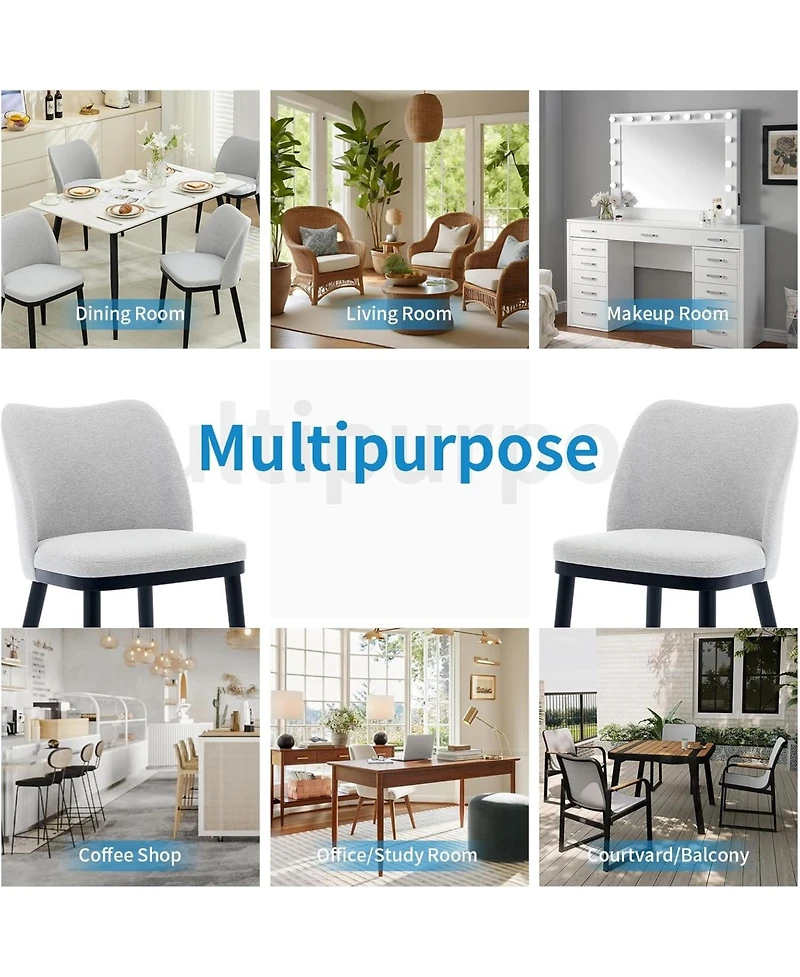 gaomon Dining Chairs Set of 6,Upholstered Dining Room Side Chairs,Chair for Dining with Padded Seat and Wood Legs,Modern Dining Chair for Restaurant