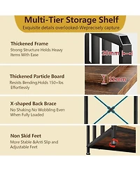 gaomon 46.9in Mini Fridge Stand with Storage Shelf, 6-Tier Microwave Stand & Coffee Bar Organizer with 4 Power Outlet and Air Switch