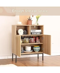 gaomon Set of 2 Fluted Sideboard Storage Cabinets, Buffet Credenza Accent Console with Doors for Living Room, Dining Room