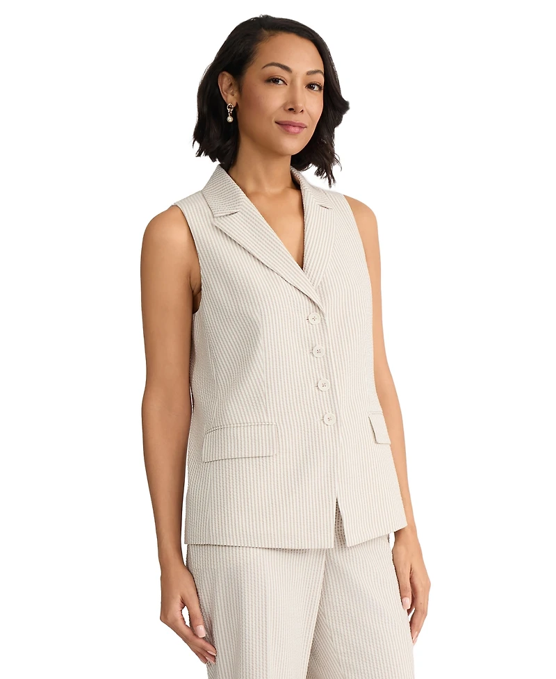 Jones New York Women's Sleeveless Button Front Lapel Vest