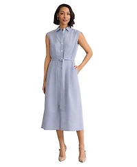 Jones New York Women's Sleeveless Collared Cotton Shirtdress