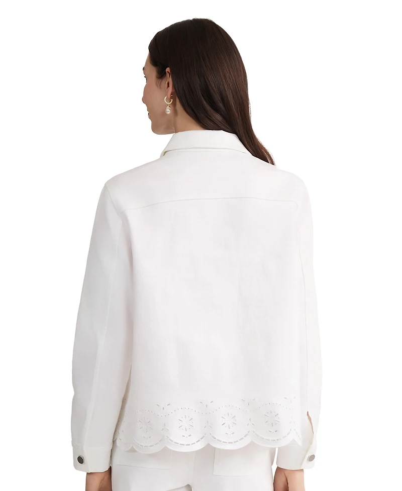 Jones New York Women's Embroidered Collared Shirt Jacket