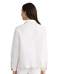 Jones New York Women's Embroidered Collared Shirt Jacket