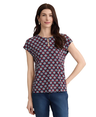 Jones New York Women's Round Neck Printed Jersey Top