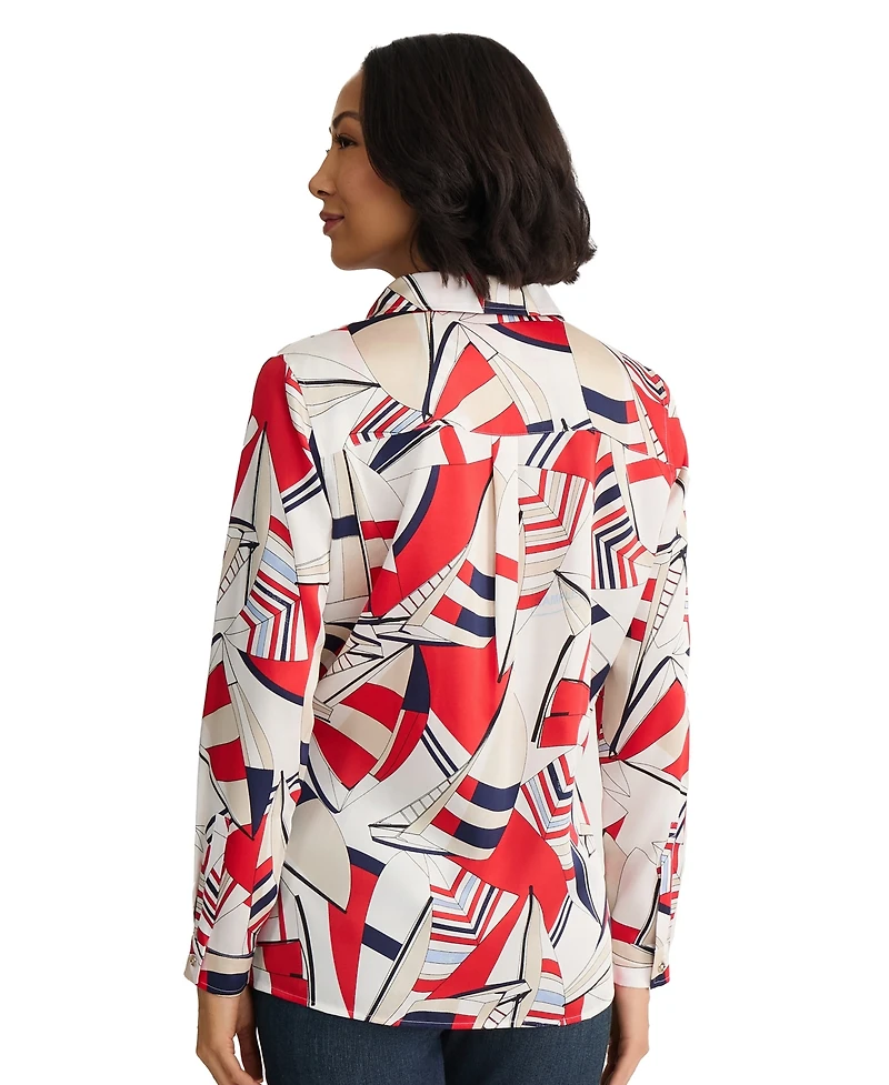 Jones New York Women's Collared Polyester Blouse