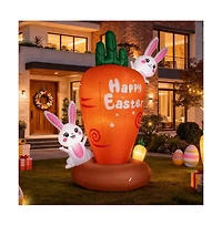 Hongge 7 ft Inflatable Easter Bunny with Led Lights and Carrot for Yard and Garden