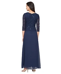 Alex Evenings Women's Sequin Embellished Lace Top Gown