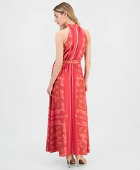 Anne Klein Women's Printed Halter-Neck Maxi Dress