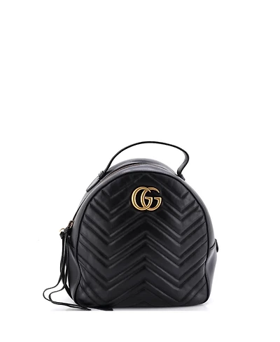 Pre-Owned Gucci Small Gg Marmont Backpack Matelasse Leather