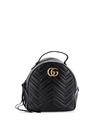 Pre-Owned Gucci Small Gg Marmont Backpack Matelasse Leather