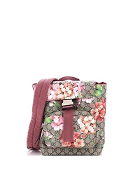 Pre-Owned Gucci Small Buckle Backpack Blooms Print Gg Coated Canvas