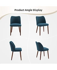 gaomon Dining Chair Set of 2,Linen Upholstered with Wood Legs,Wing Backrest,Wooden Kitchen Chair,Kitchen Chairs Thick Cushions