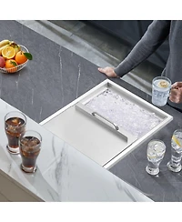 Mecale Drop-In Stainless Steel Ice Chest, 40.9 Qt with Sliding Lid